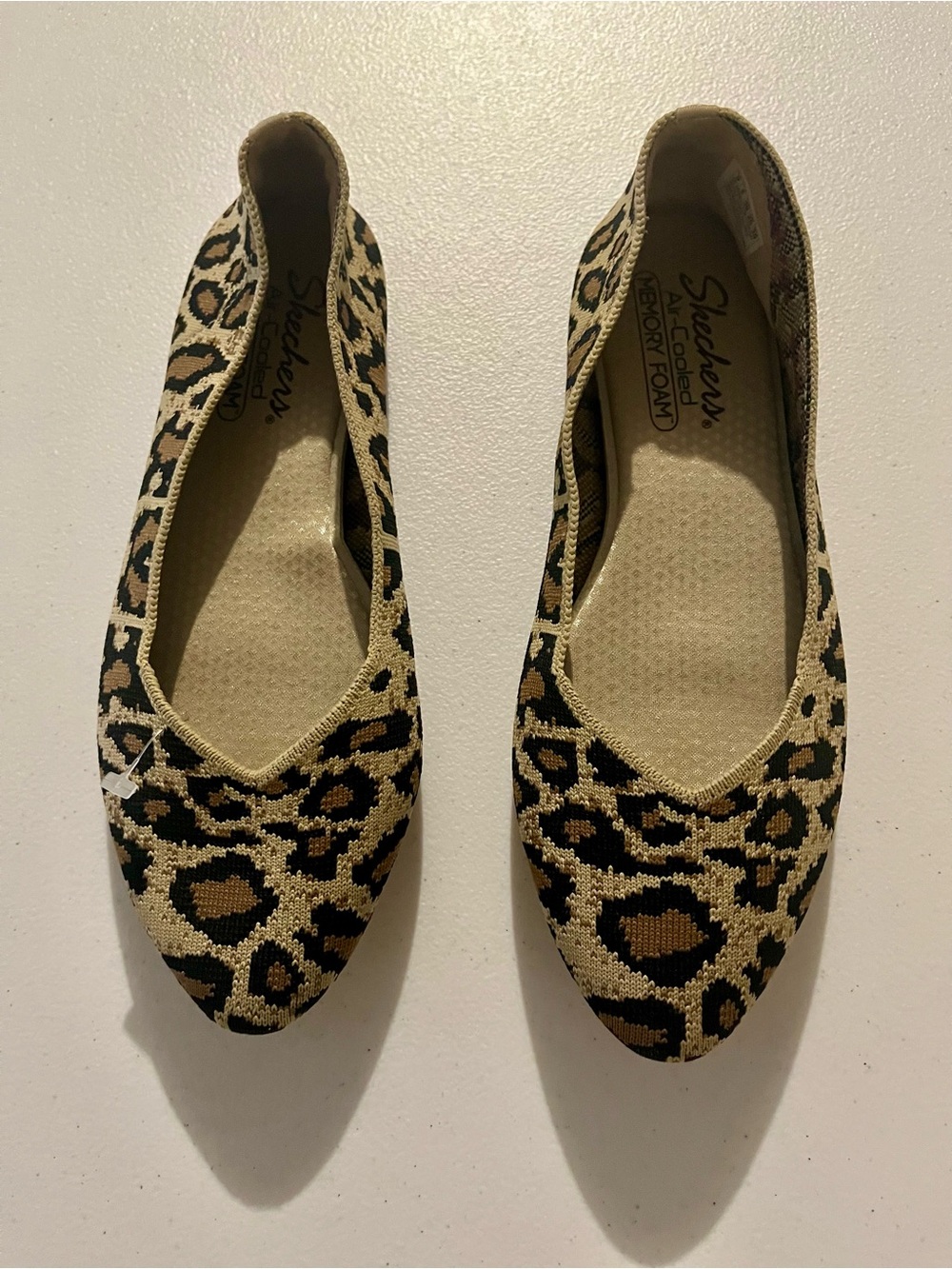 Skechers Cleo Claw-Some Leopard-Print Slip-On Ballet Flats in Tan and Black